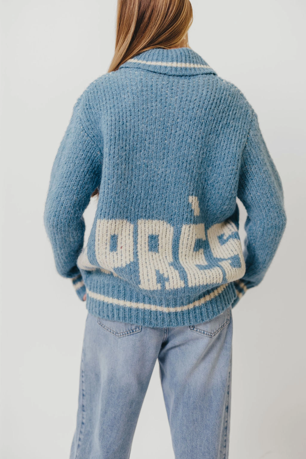 Apres Zip-Up Sweater in French Blue Relaxed Silhouette