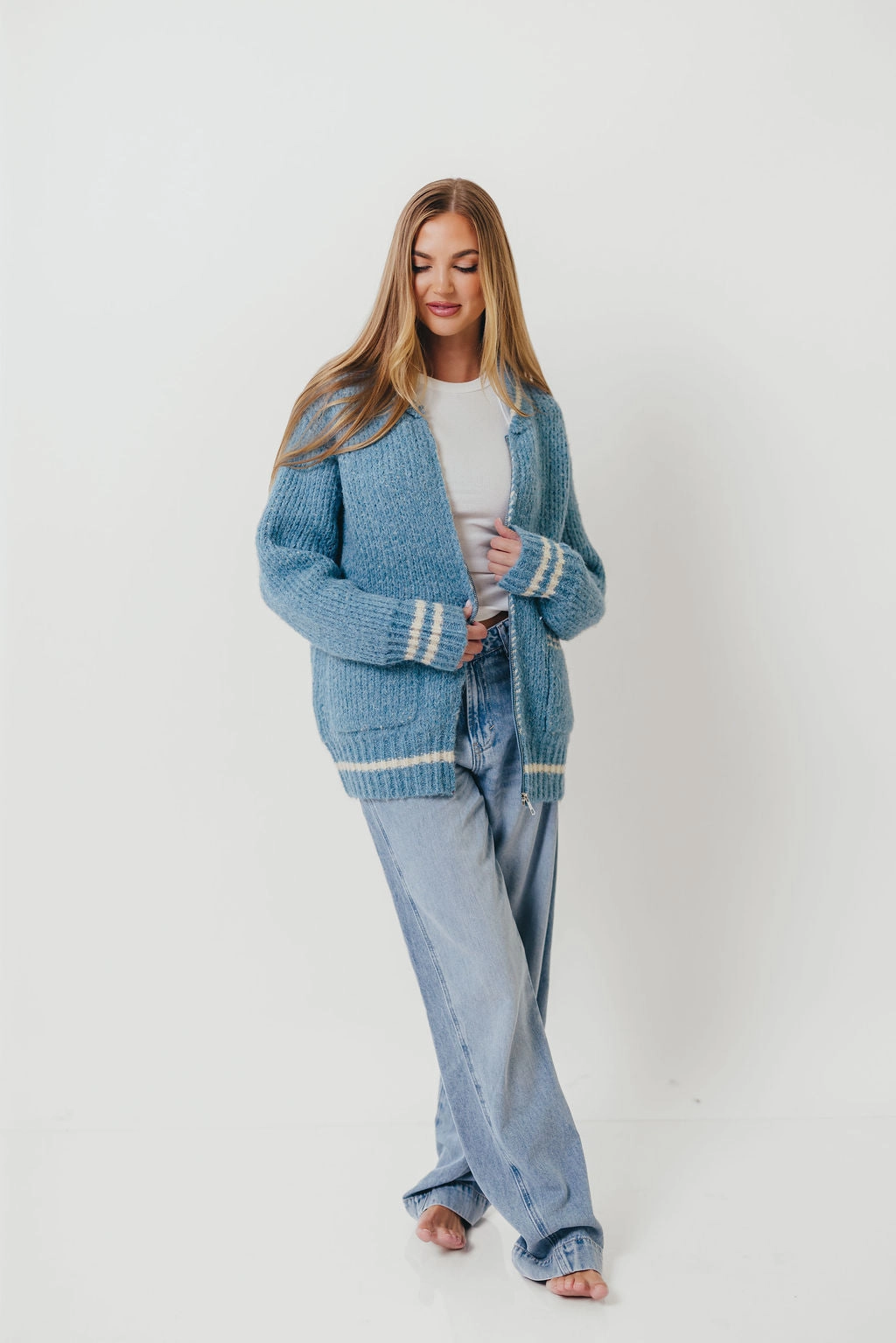 QuickDry Technology Apres Zip-Up Sweater in French Blue