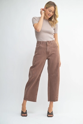 Quick Drying Fabric Modern Weekend Style ARIANA ESPRESSO BARREL JEANS
