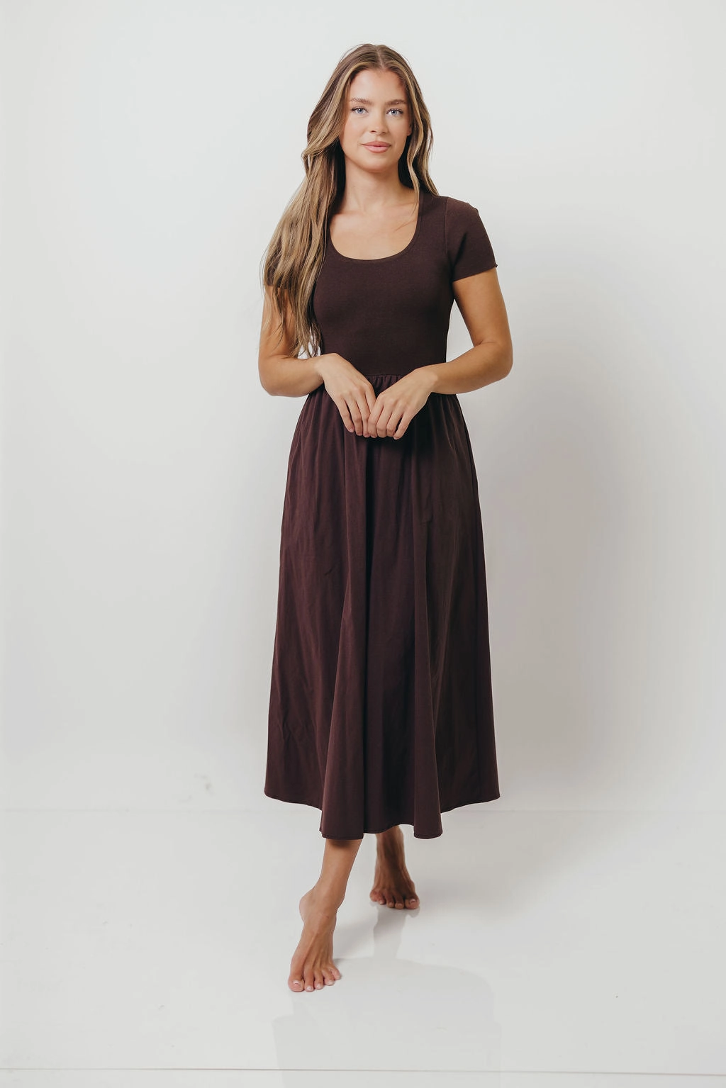 Lynette Maxi Dress in Brown Refined Simplicity