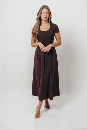 Lynette Maxi Dress in Brown Refined Simplicity