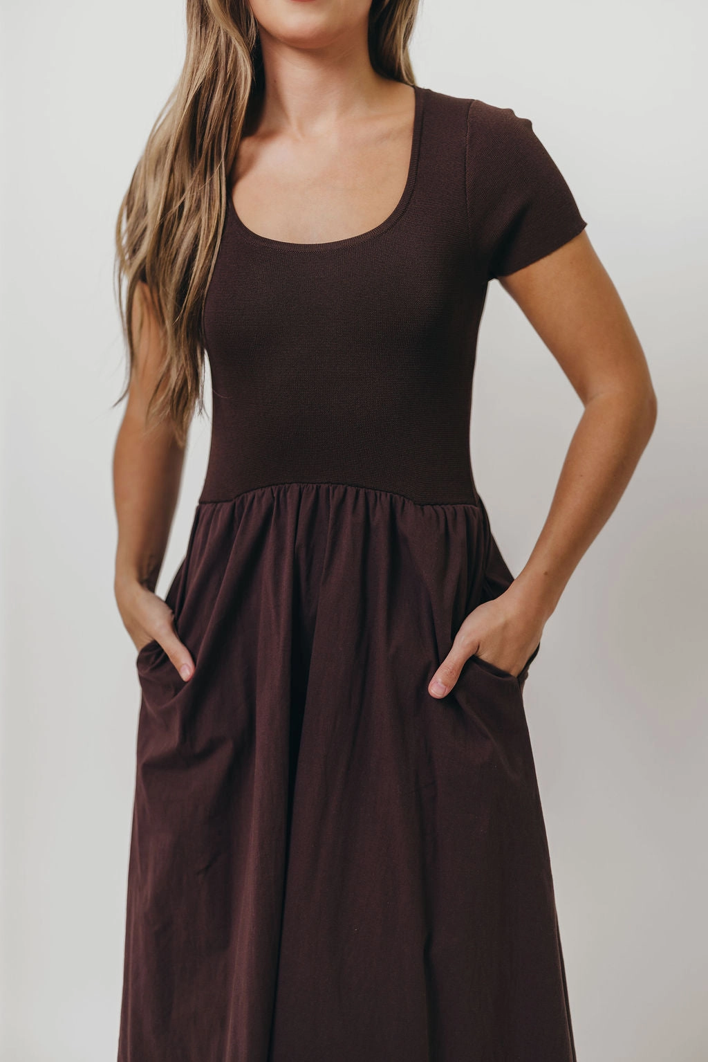 Lynette Maxi Dress in Brown Smooth Shape