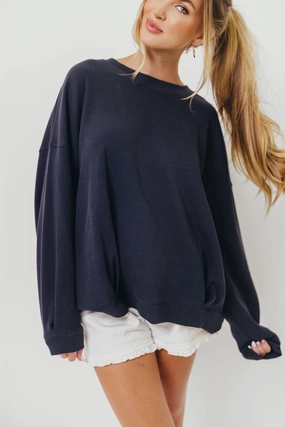 Soft Touch Blend Around Town Crew Pullover in Dark Navy