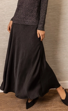 Crinkle Slip Skirt | Black Tiered Layers