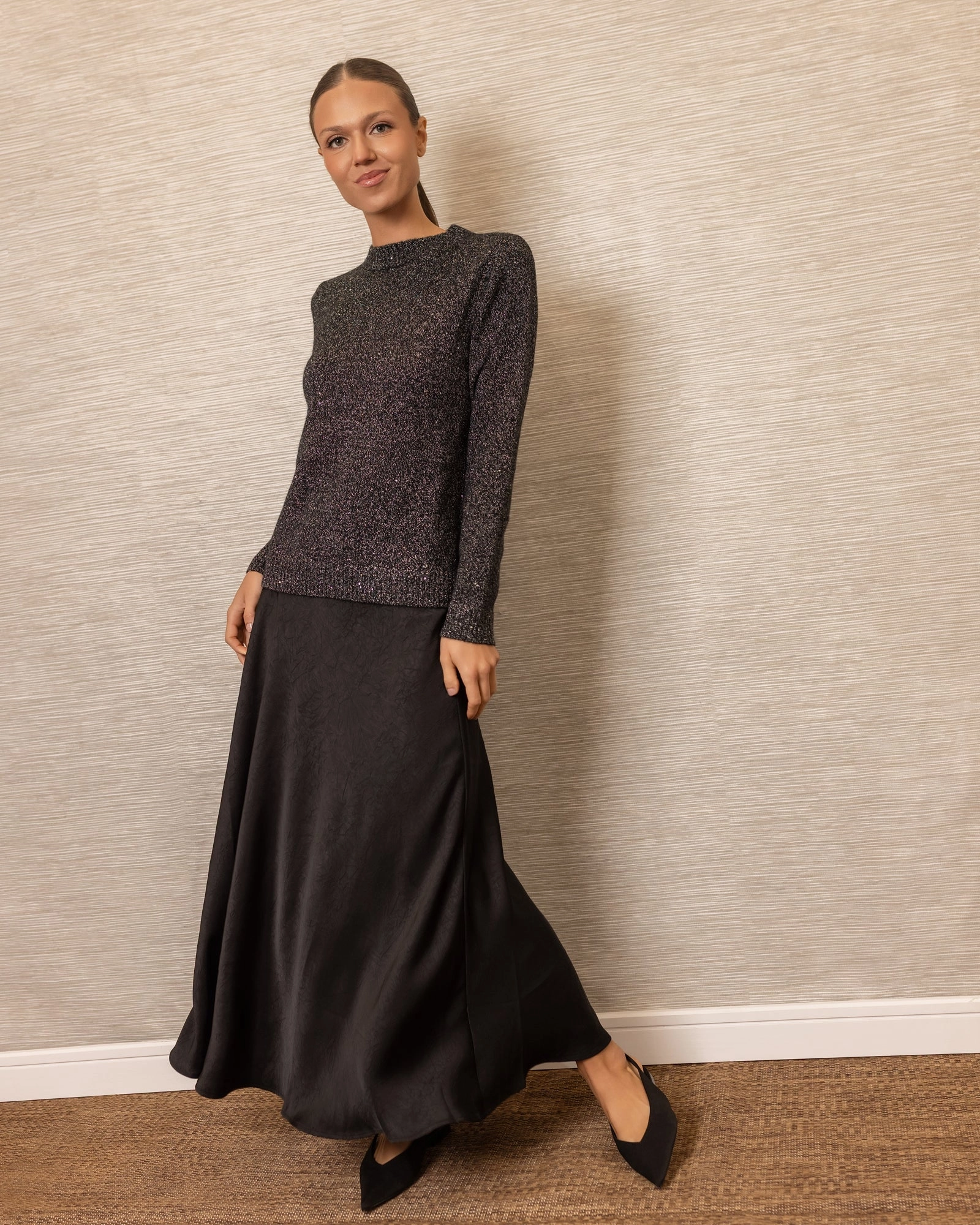 City Wear Crinkle Slip Skirt | Black