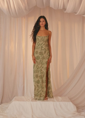 Elegant formal outfit Natural Silhouette Alouette Maxi Dress - Jade Fern