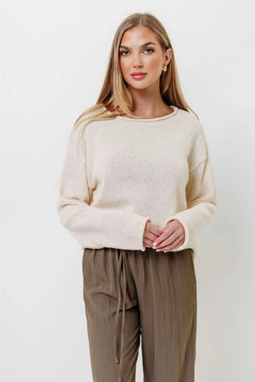 Wear Resistant Fabric Bold Patterns Ashwin Sweater in Cream
