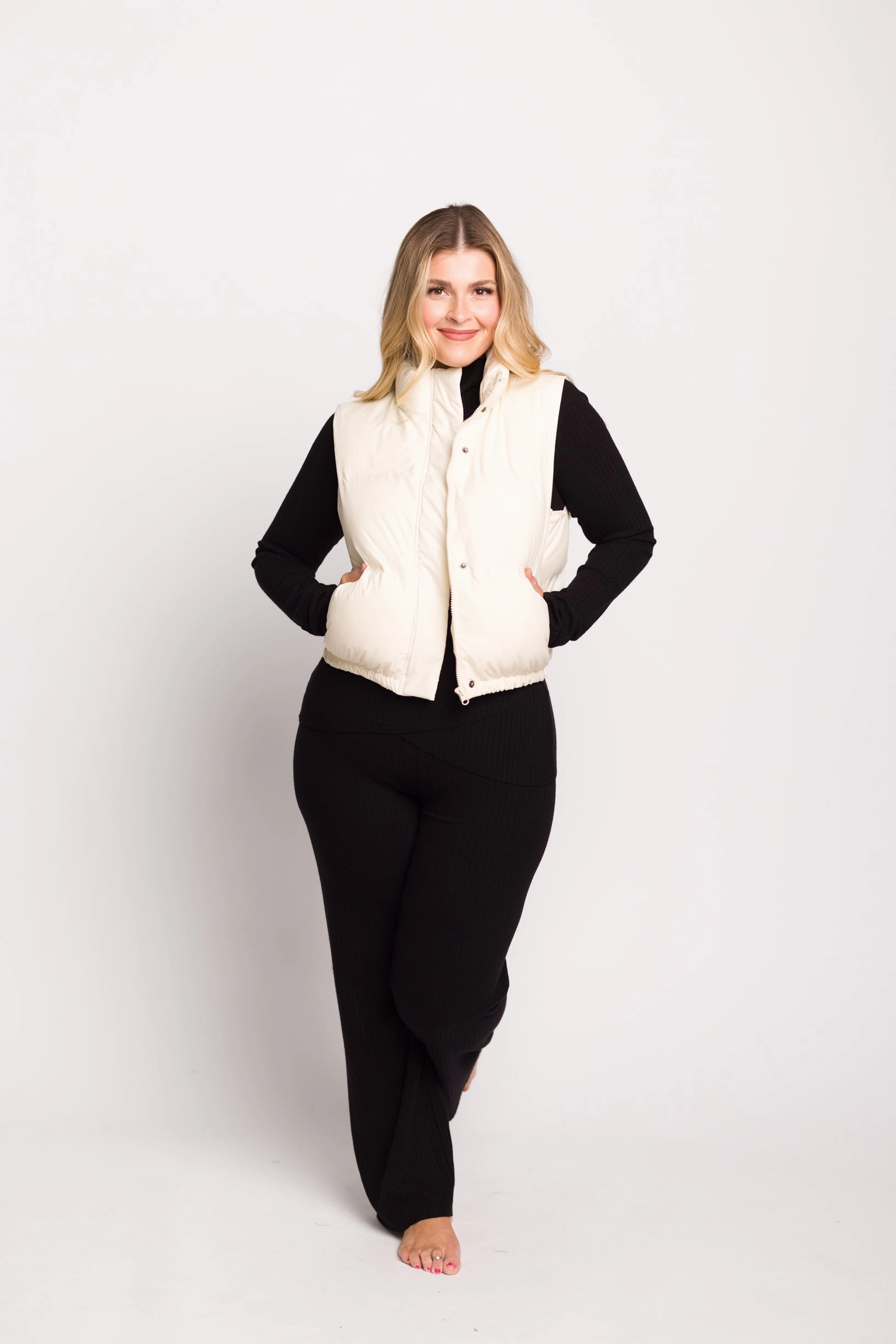 AdjustableHem Gym Wear Aspen Vest in Cappuccino Foam
