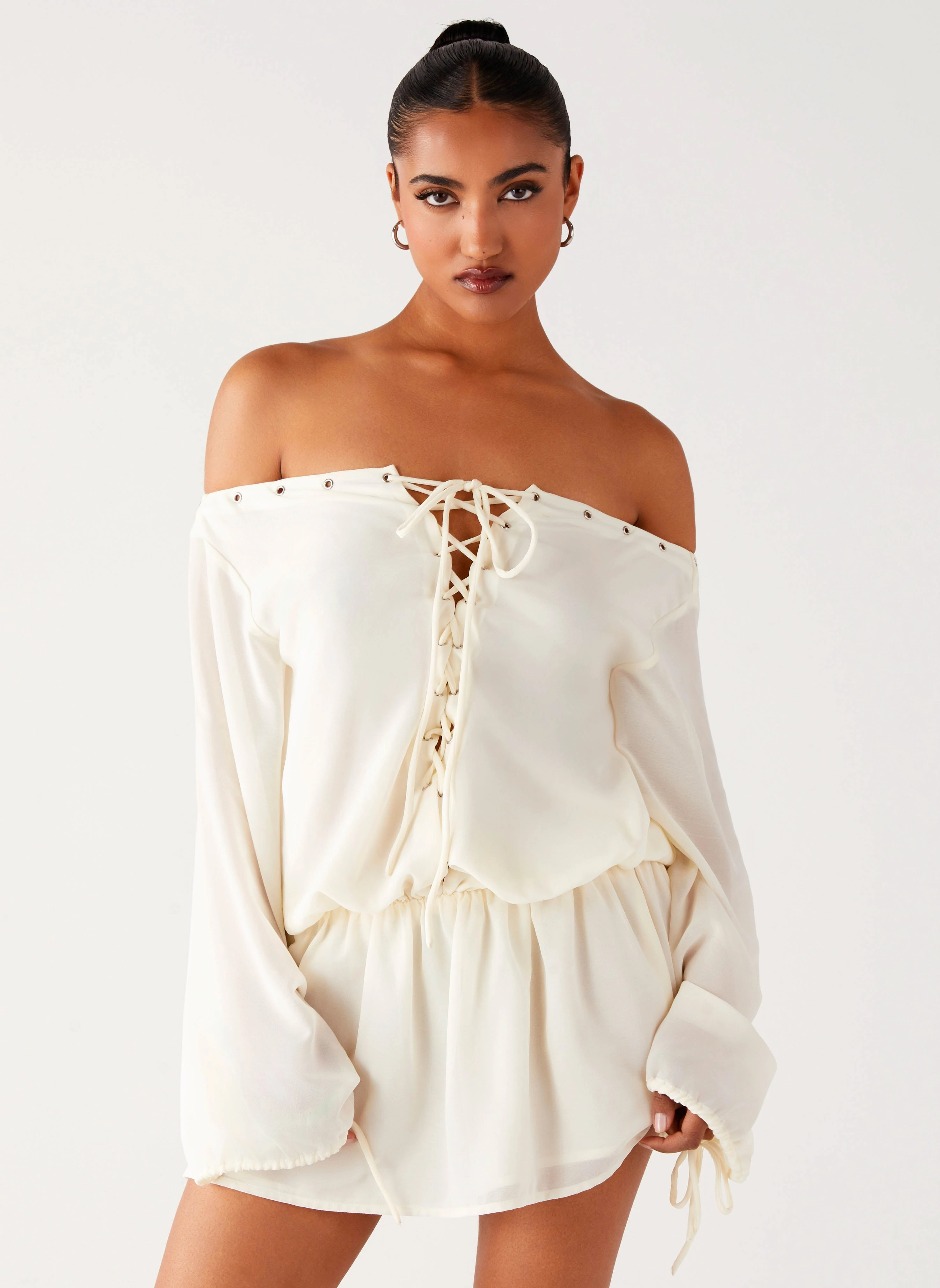 Cozy Vibes Hidden Zipper Astaria Mini Dress - Ivory