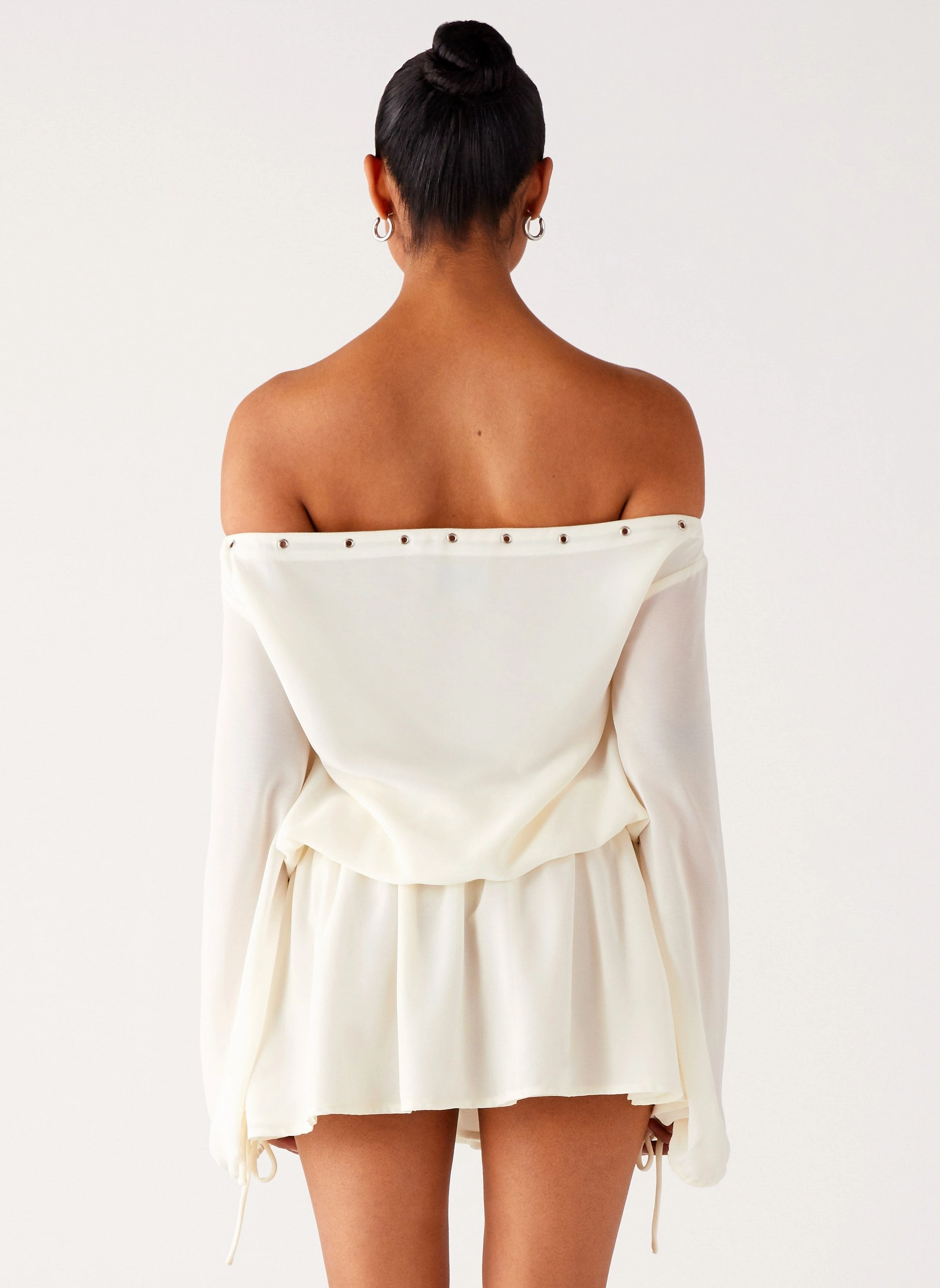Astaria Mini Dress - Ivory Party Floral skin friendly