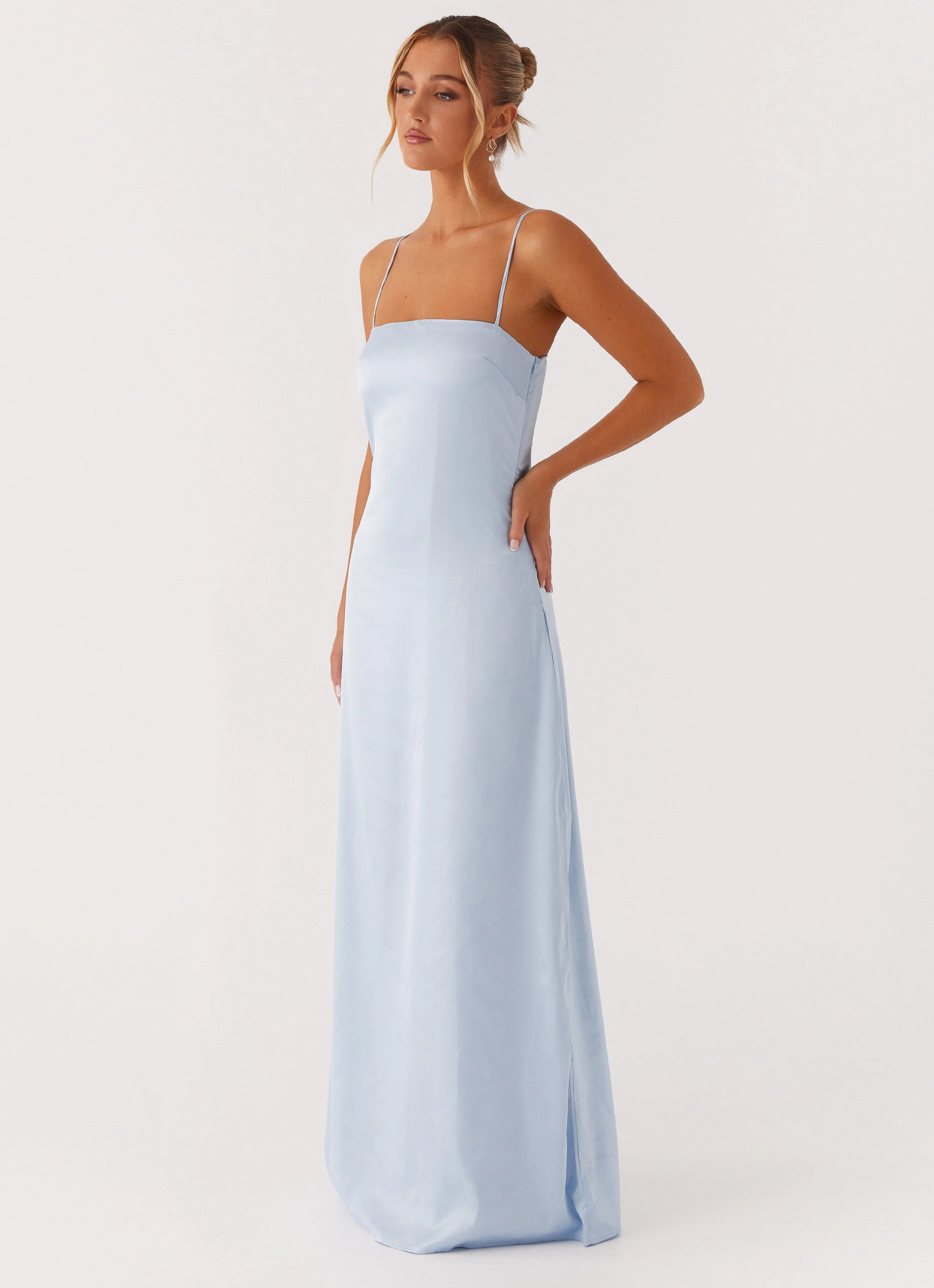 Unique Print Mermaid-Hem Aster Bloom Maxi Dress - Blue