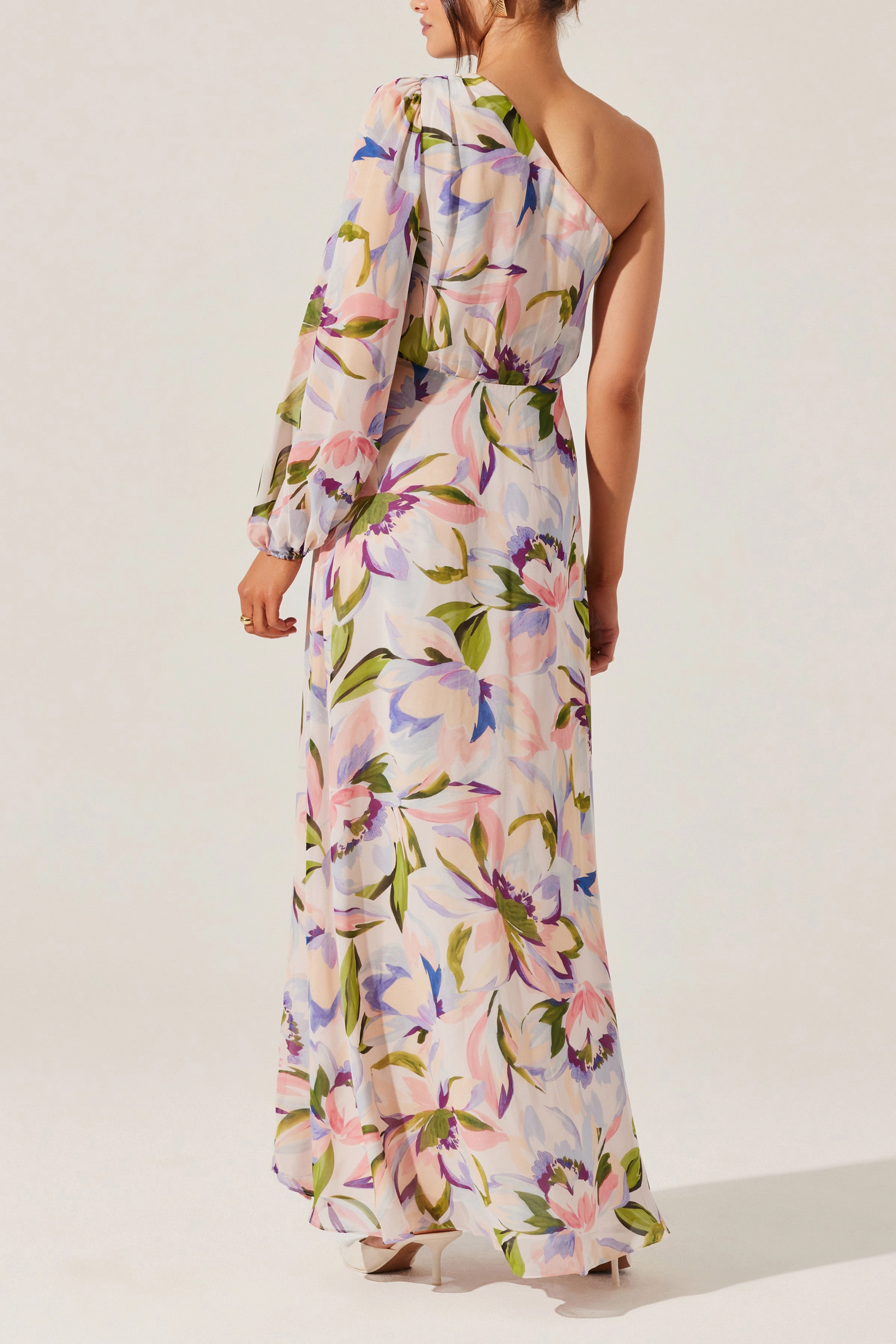 Joyful Look Relax Form ASTR Sandersonia Floral One Shoulder Dress