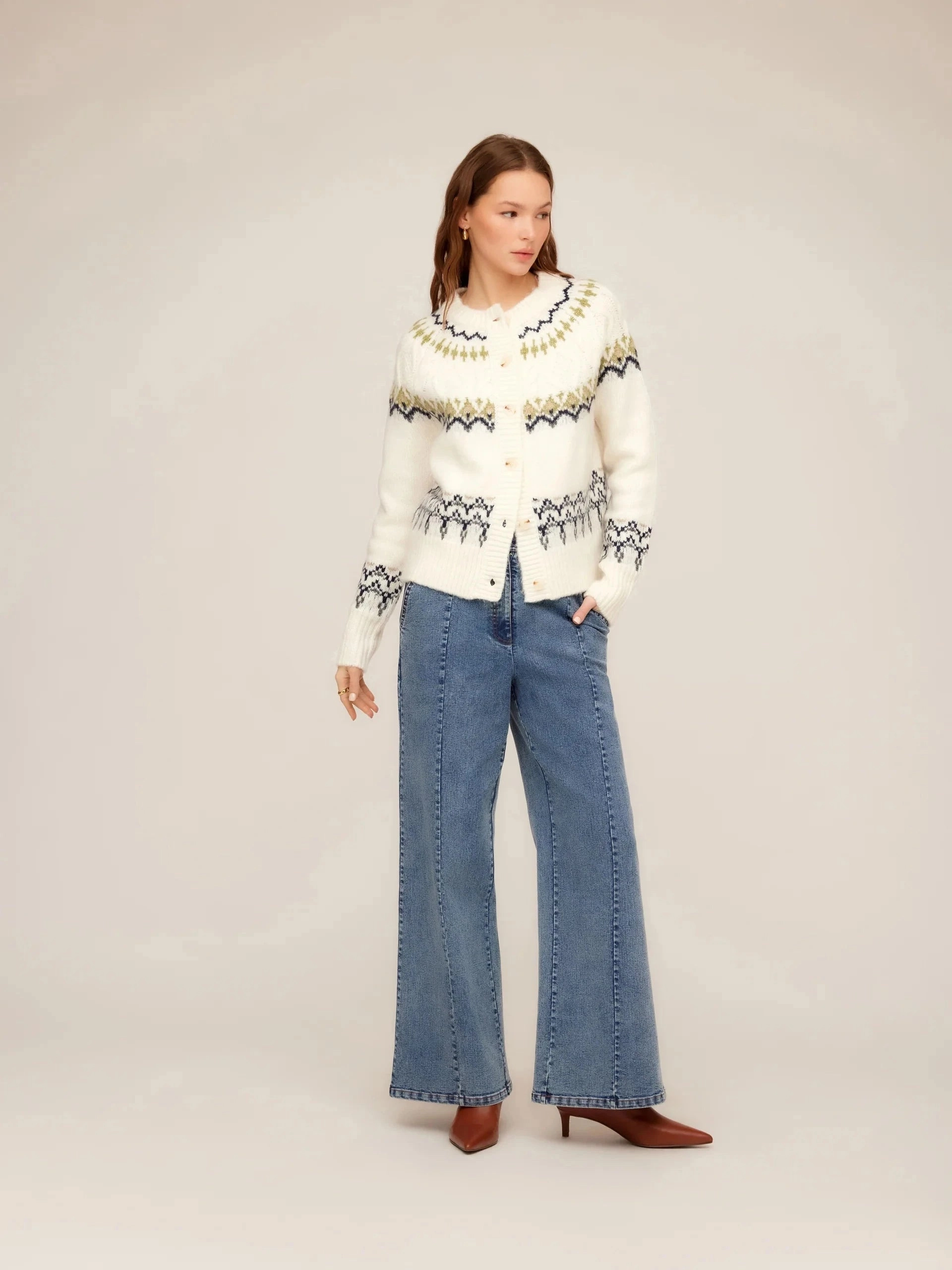 NeutralPalette NonRestrictiveSilhouette Astrid Cardigan Sweater Multi Color