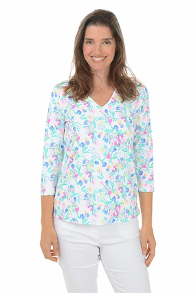 Tulip Bouquet UPF50  V-Neck Top Eco Conscious Packaging