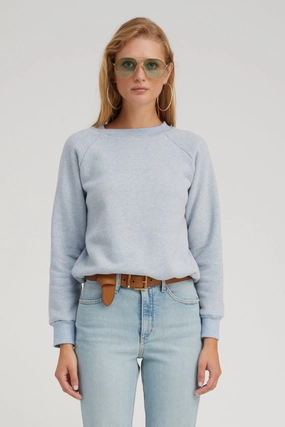 LatticeKnit Moisture Management Ice Blue Melange Shrunken Raglan Sweatshirt