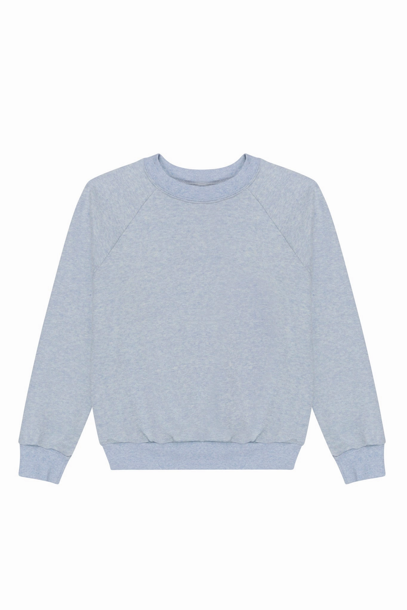 Ice Blue Melange Shrunken Raglan Sweatshirt Cool Weather Adjustable Shoulder Straps