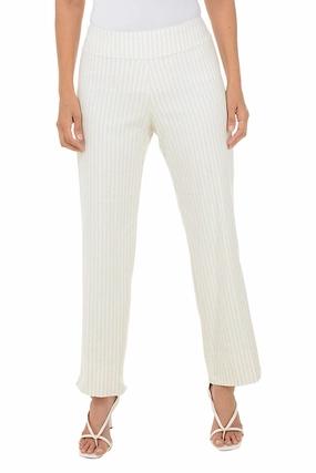 Oatmeal Stripe Flared Ankle Pant Thermal regulation