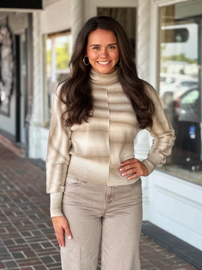 DoubleLayered Neckline Classic Hoodie Kerisma Pilar Turtleneck in Beige Ombre