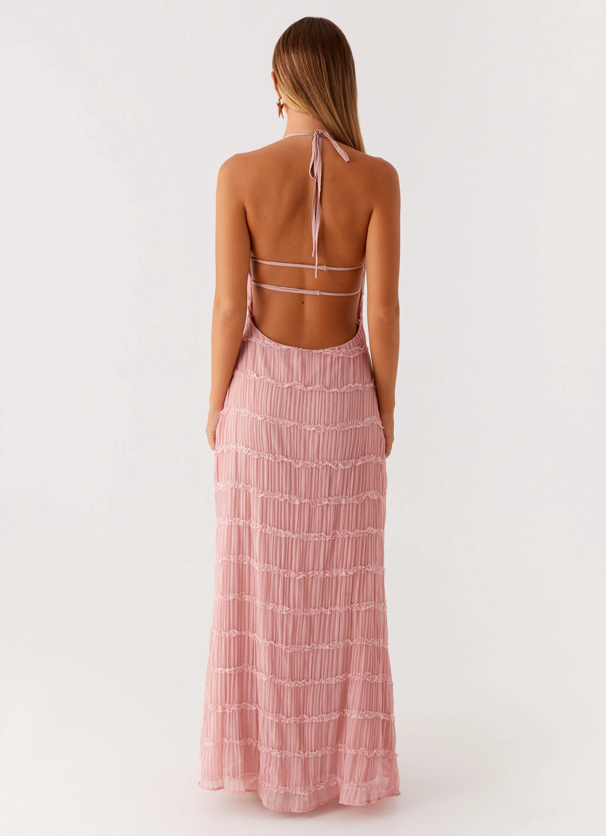 Aullie Maxi Dress - Pink Contemporary Waist Elegant Mood