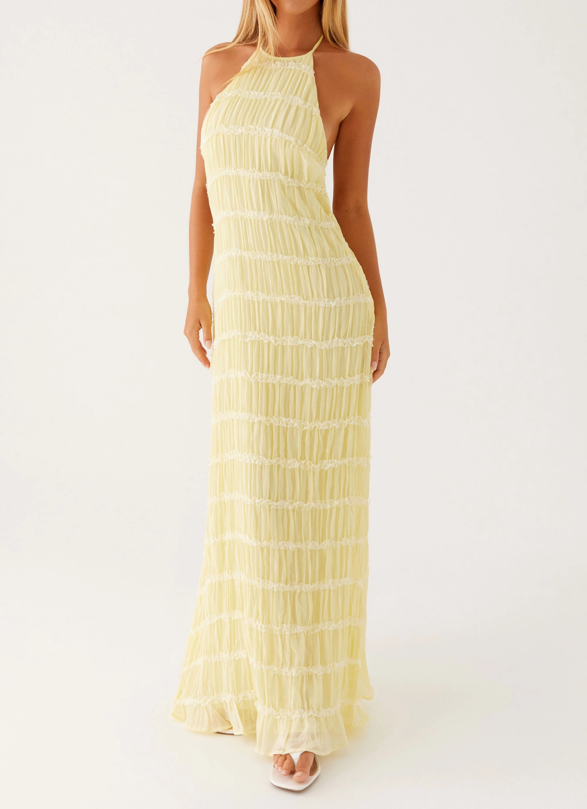 Aullie Maxi Dress - Yellow Spring Flow Easy Texture