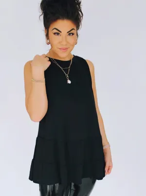 AUTUMN PEPLUM TANK IN BLACK