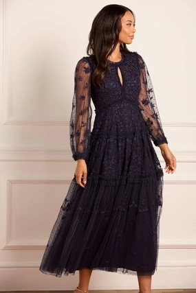 Autumn Lace Long Sleeve Ankle Gown Red-Carpet