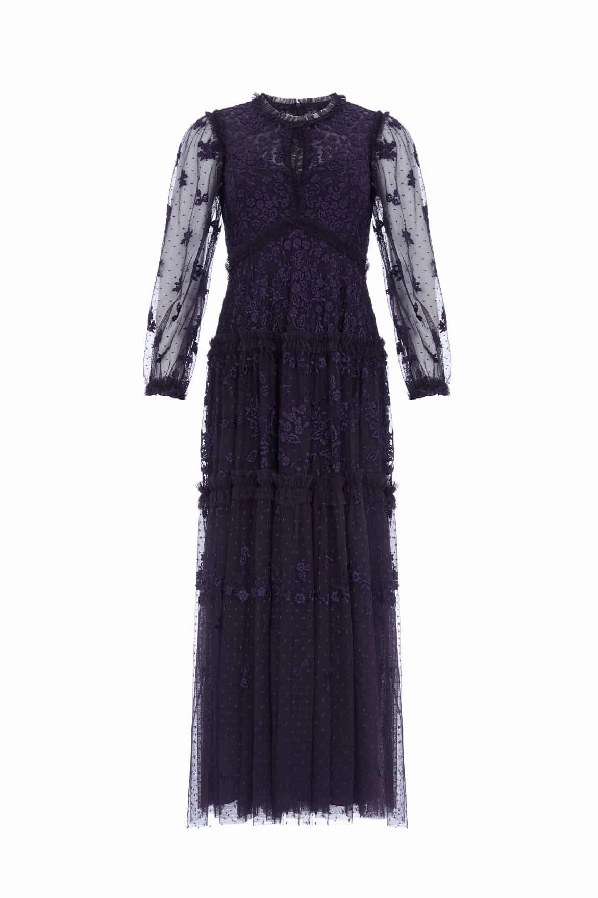Autumn Lace Long Sleeve Ankle Gown FlatlockSeam Light Weight