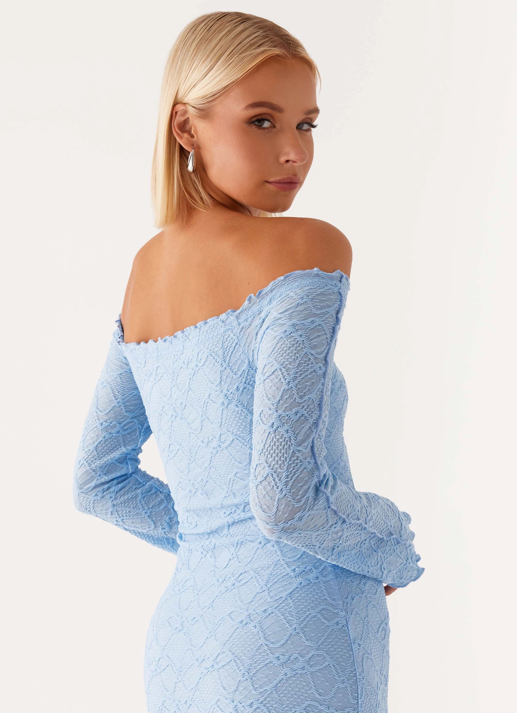 Elouera Maxi Dress - Baby Blue Sculpted Detail