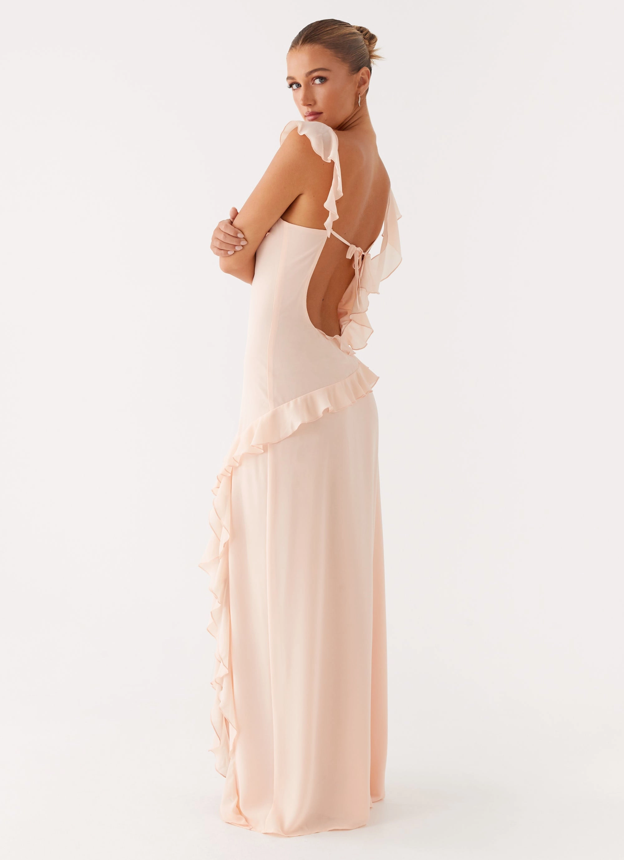 Flattering Waistband Naya Maxi Dress - Peach