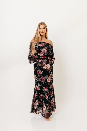 Smooth Design Dreamy Presence Azaleia Maxi Dress in Black Floral *10/6 PRE-ORDER*