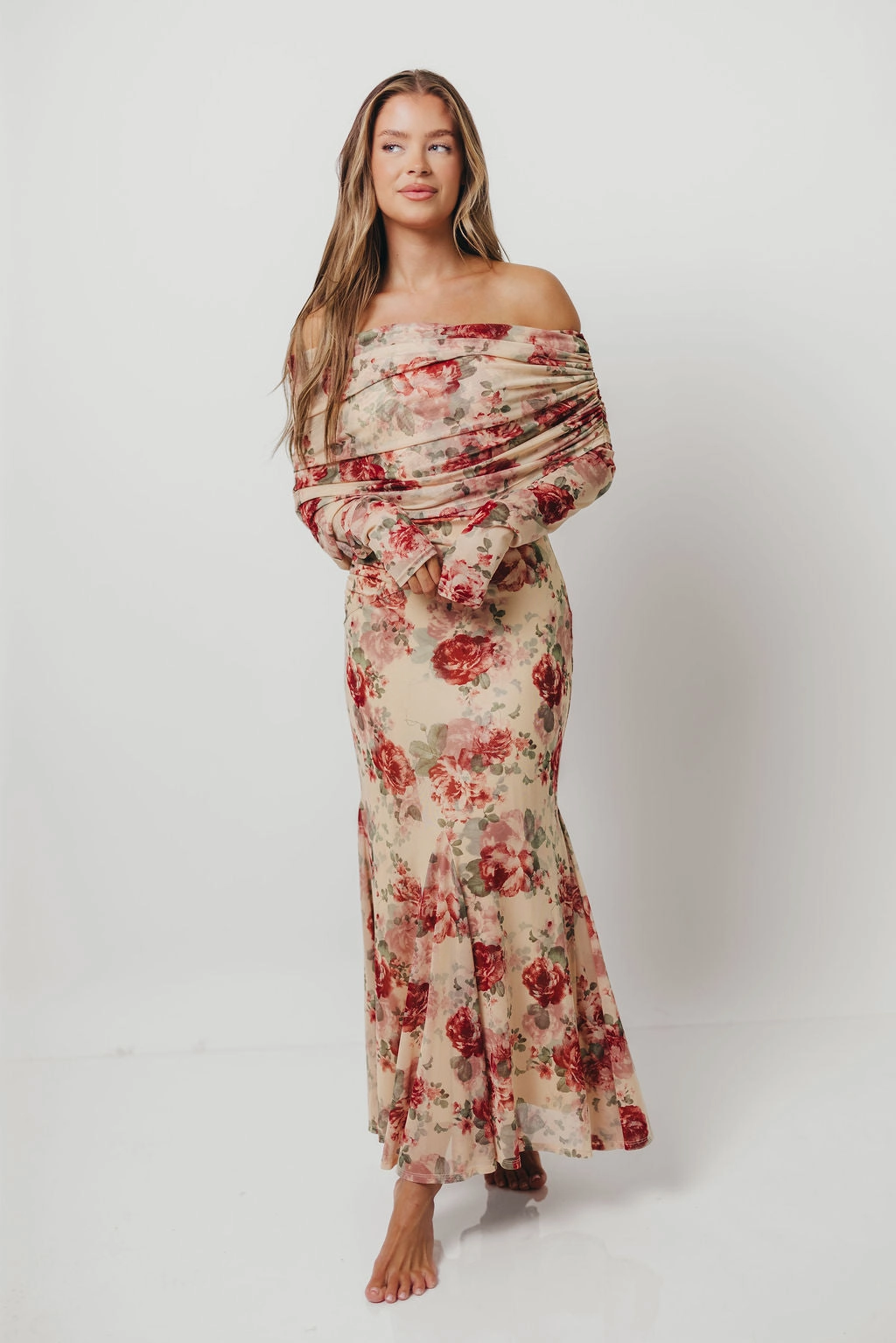 Azaleia Maxi Dress in Tan Floral *10/6 PRE-ORDER* Minimal Harmony