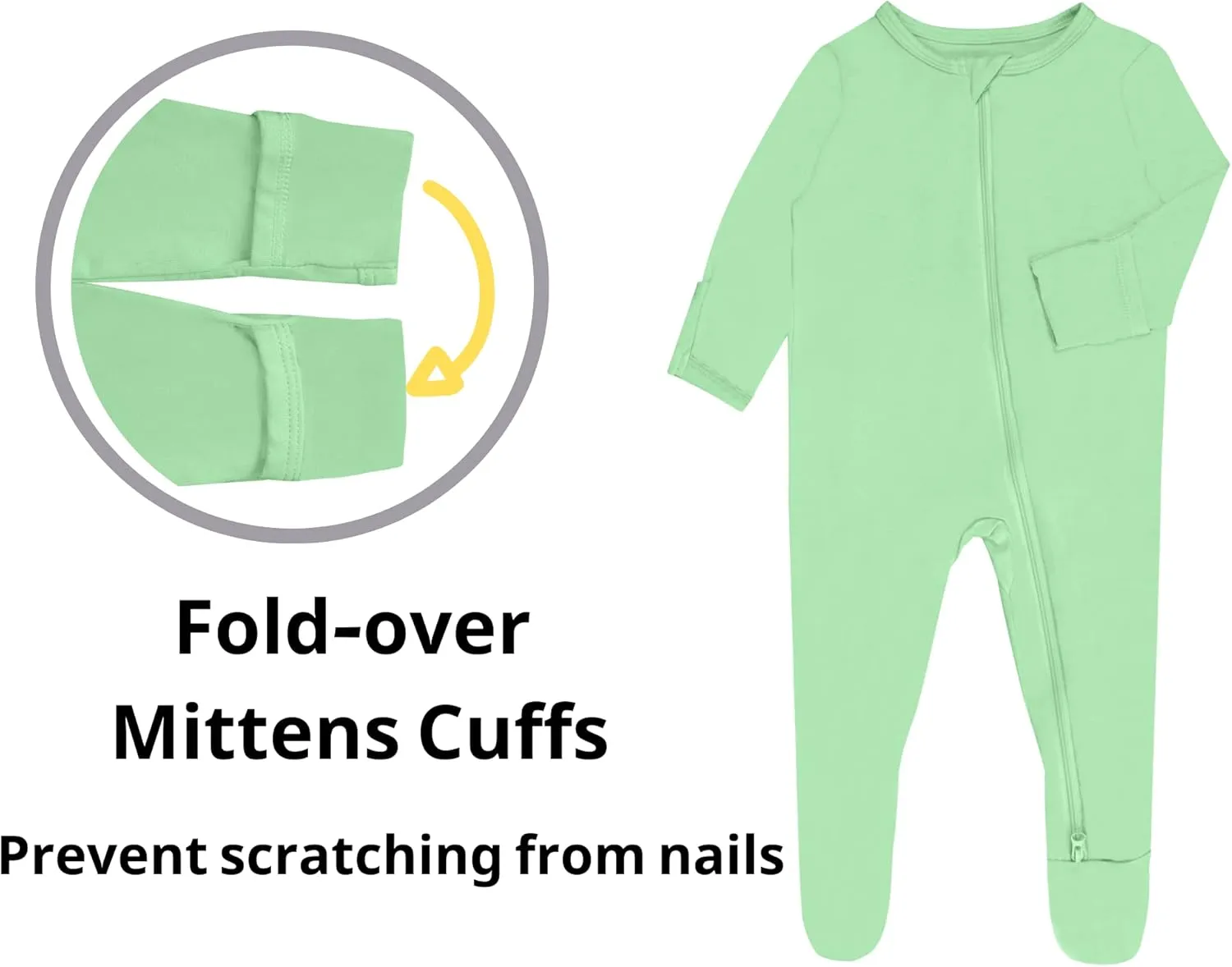 Baby Boy Footed Pajamas with Mittens,Rayon Made from Bamboo Sleepers, 2 Way Zipper Long Sleeve Pjs