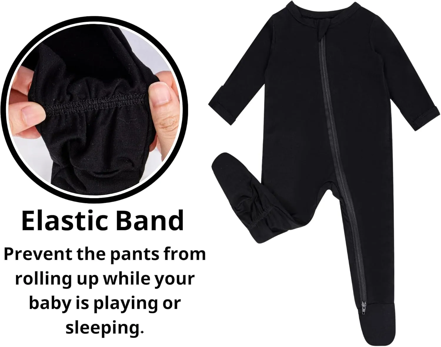 Baby Boy Footed Pajamas with Mittens,Rayon Made from Bamboo Sleepers, 2 Way Zipper Long Sleeve Pjs