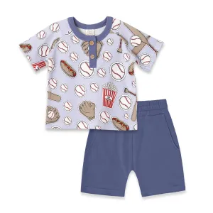 Baby Boy's Baseball Blue Bamboo Set