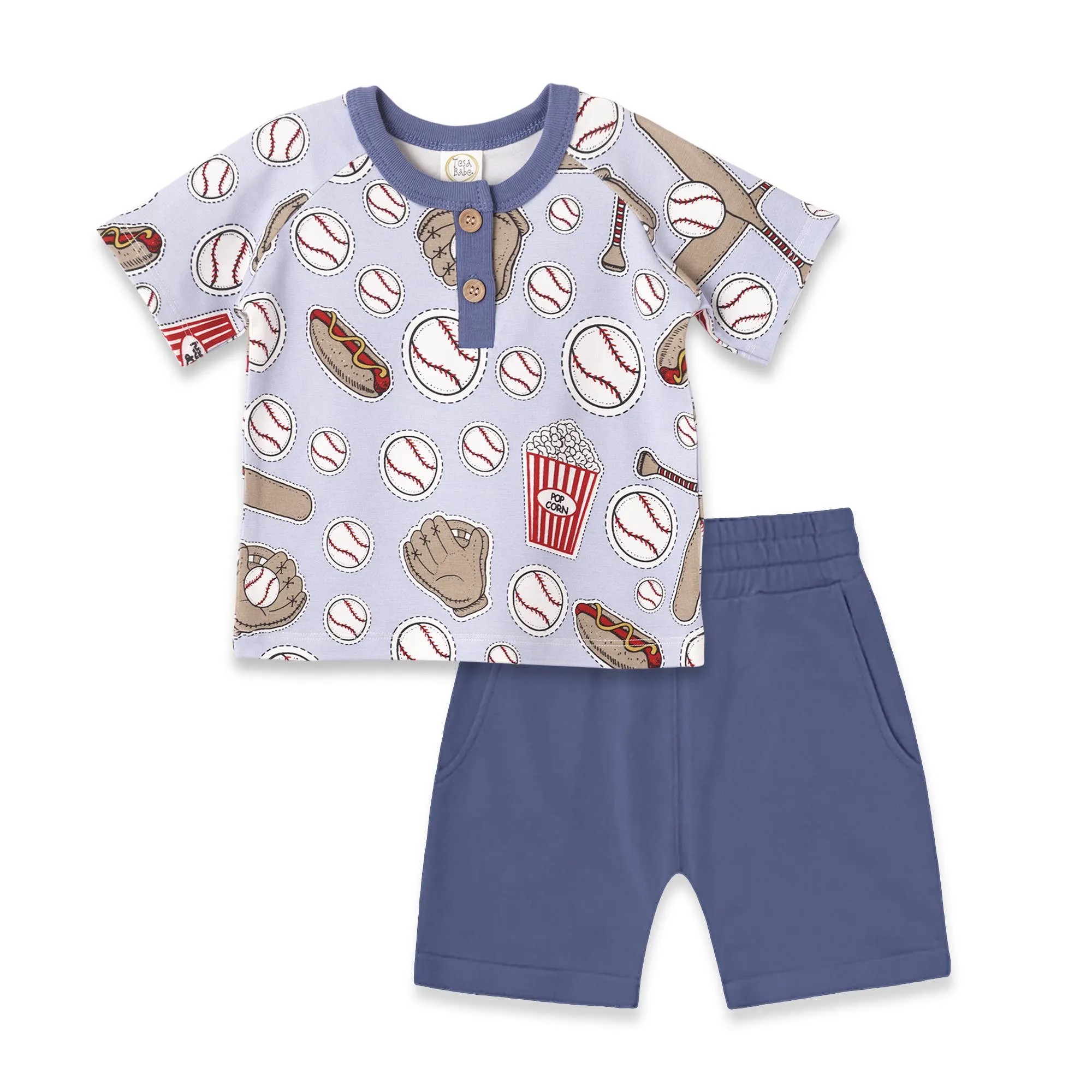 Baby Boy's Baseball Blue Bamboo Set
