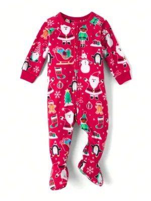 Baby christmas pajamas|The Children's PLACE Unisex Christmas Microfleece Footed One Piece Pajamas