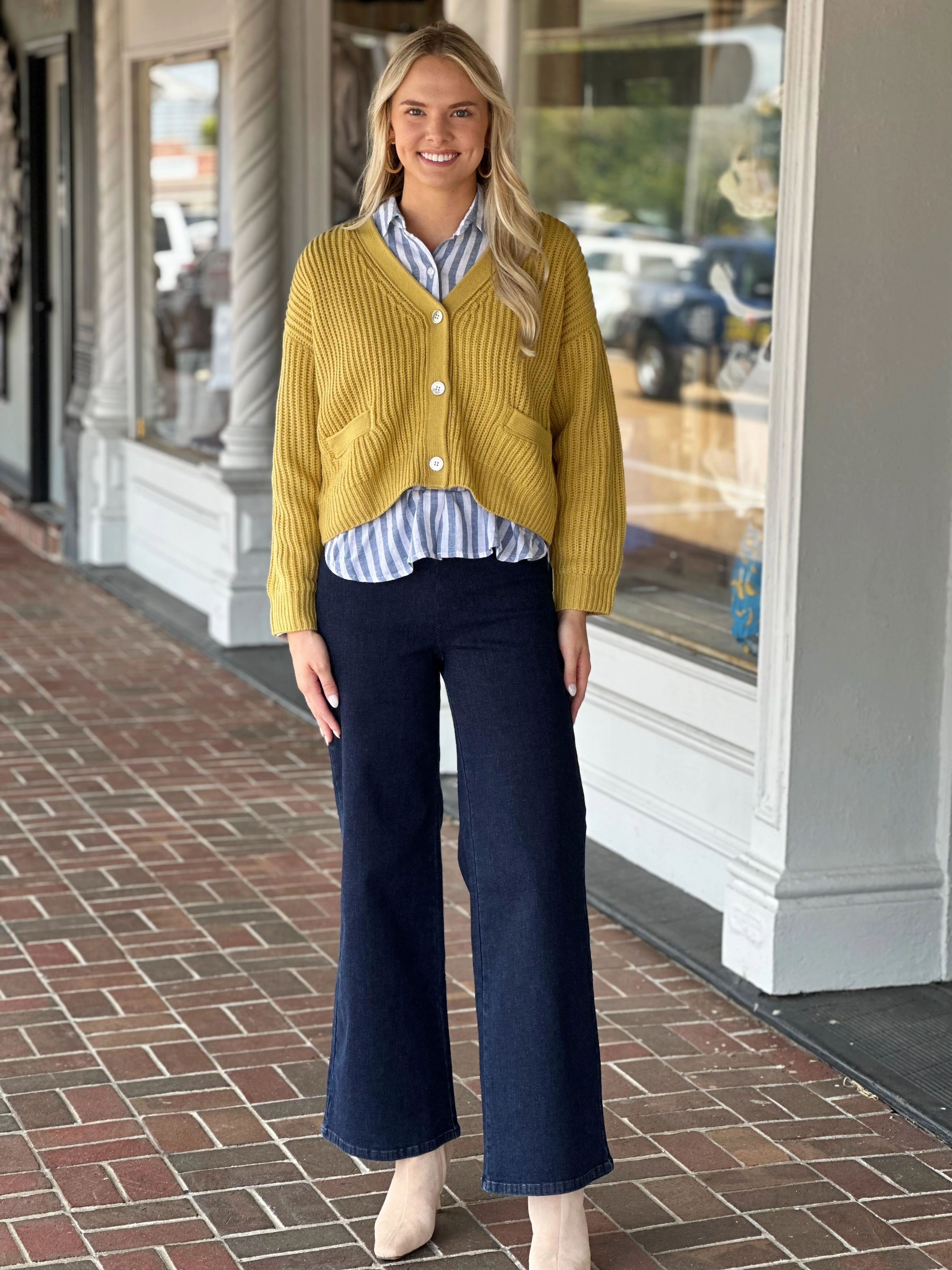 Baby Yellow Button Down Knit Cardigan Tagless Neckline MoistureWicking
