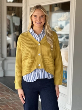 Baby Yellow Button Down Knit Cardigan Ribbed Neckline AbrasionResistant Fabric