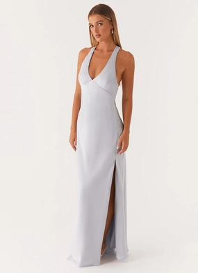 Pleated design Lightweight Feel Angie Maxi Dress - Blue