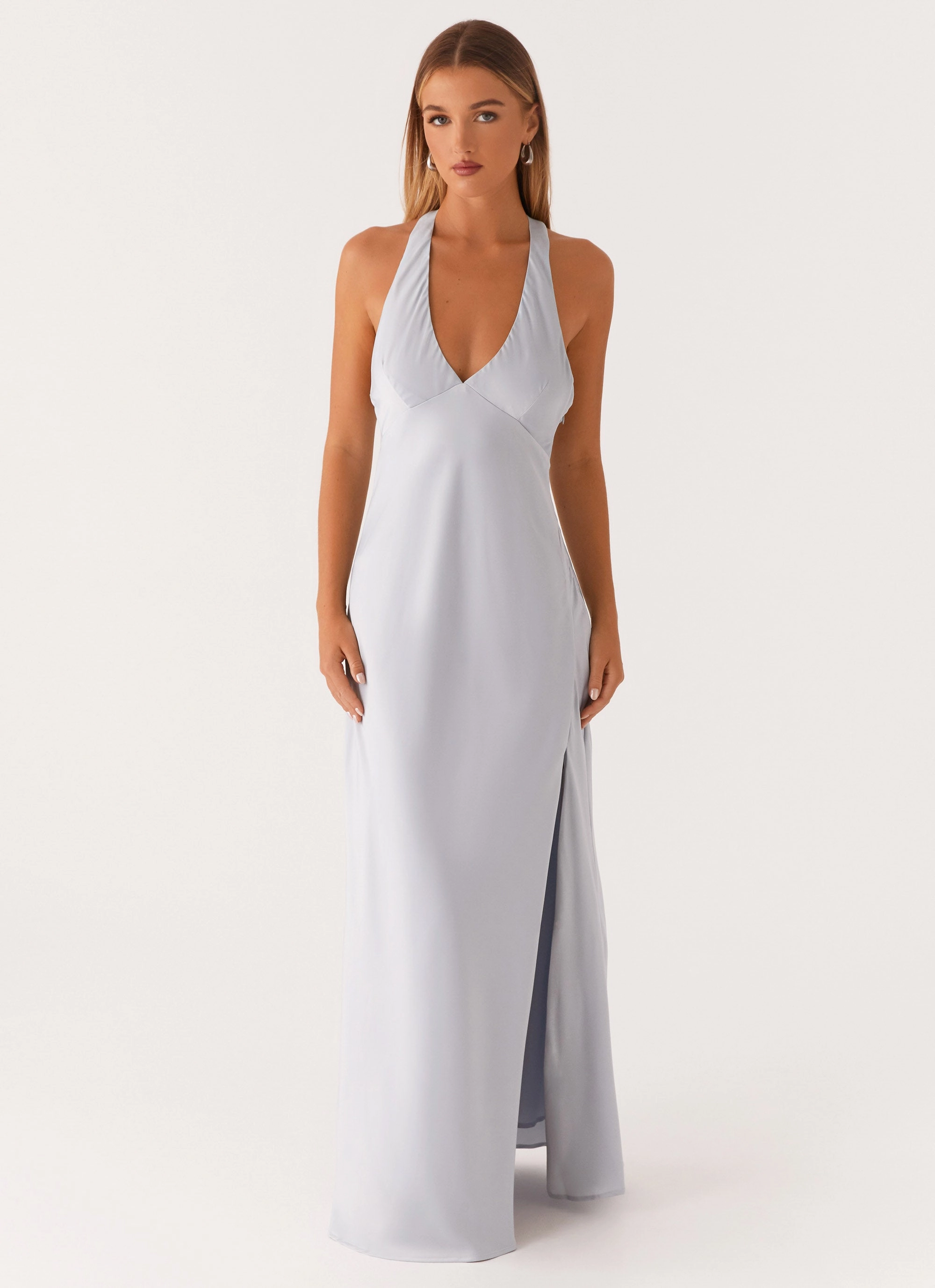 Angie Maxi Dress - Blue Halter-Neck