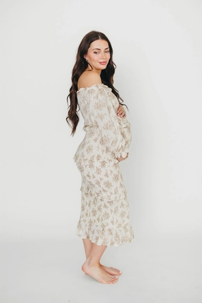 Soft Drape Soft Contour The Chloe Midi Dress in Brown - Bump Friendly *Final-Sale*