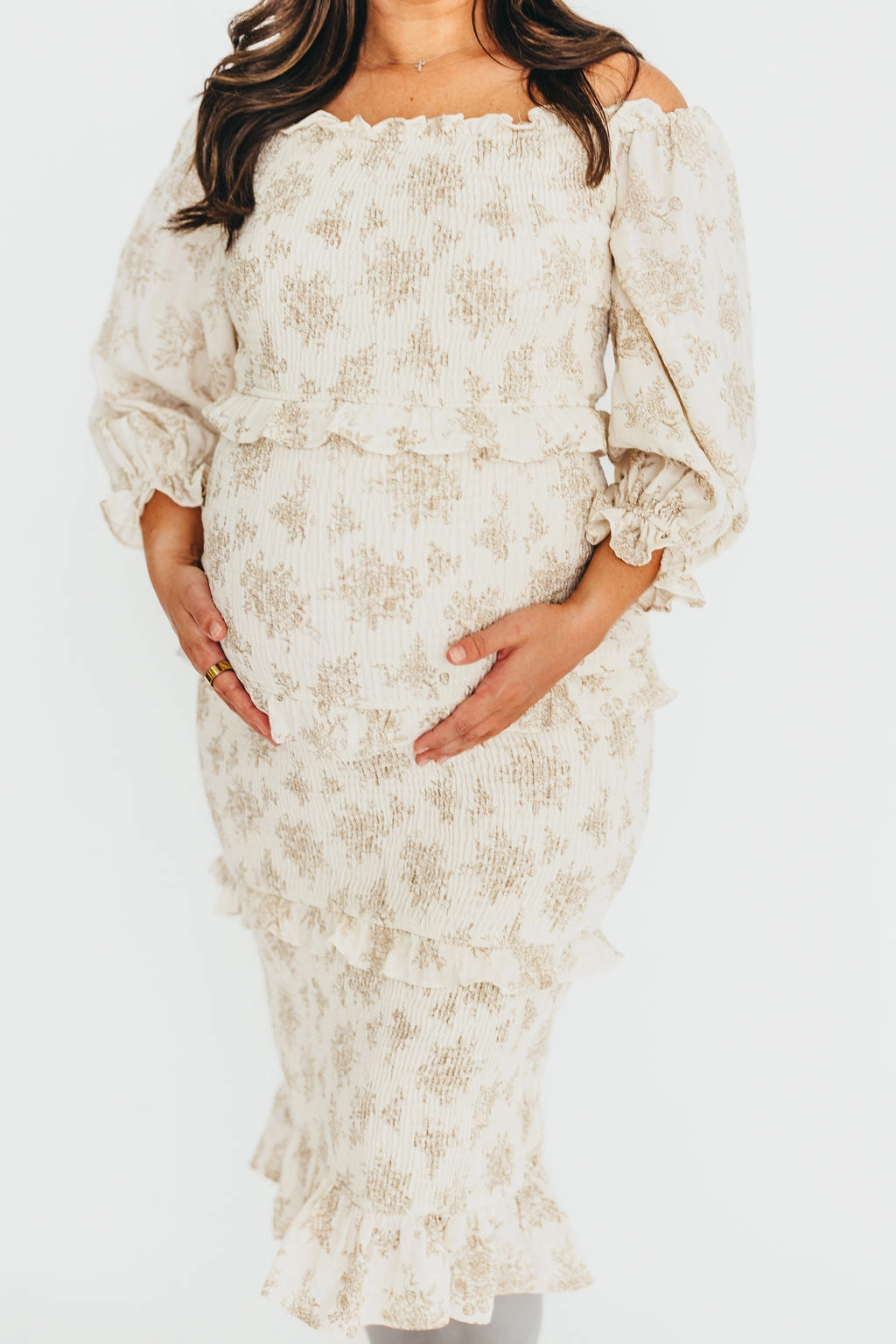 Quiet Luxury Church Scene The Chloe Midi Dress in Brown - Bump Friendly *Final-Sale*