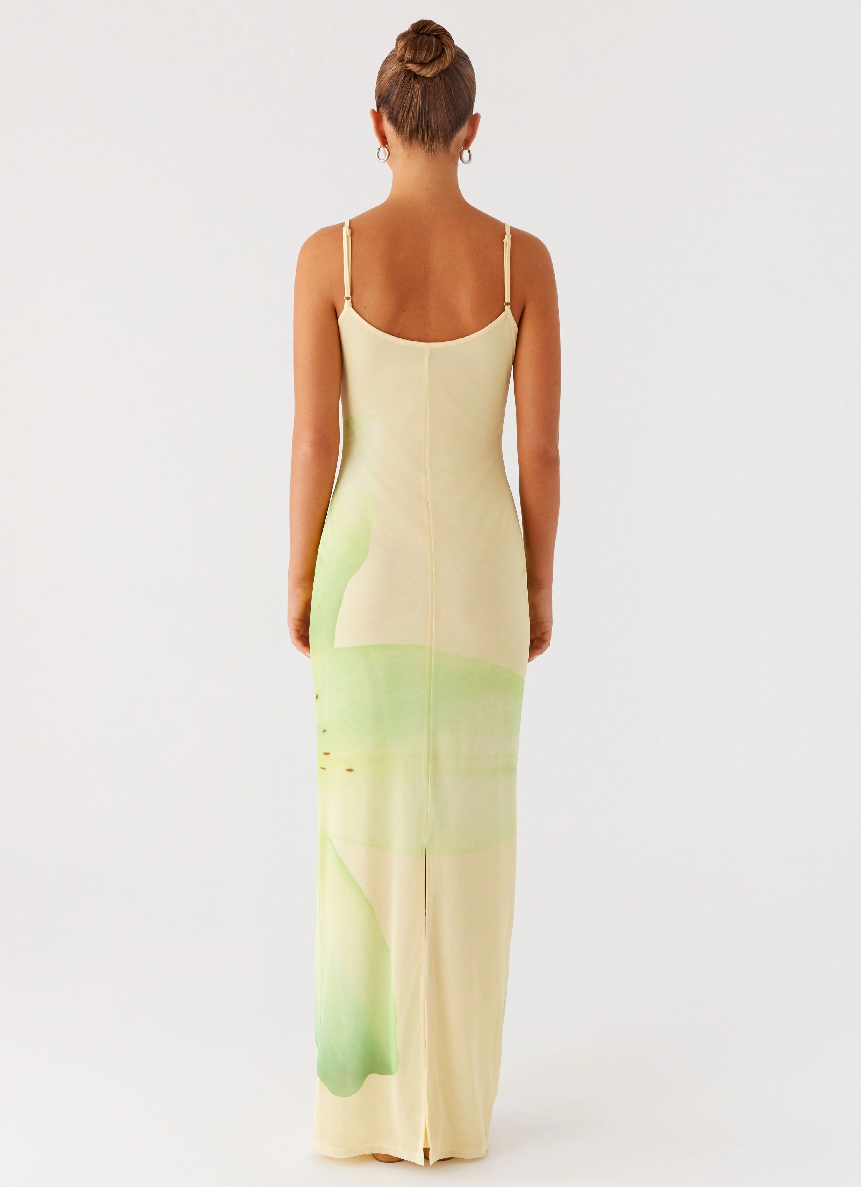 Contrast-Panel Tailored Piece Bad News Mesh Maxi Dress - Yellow Lily