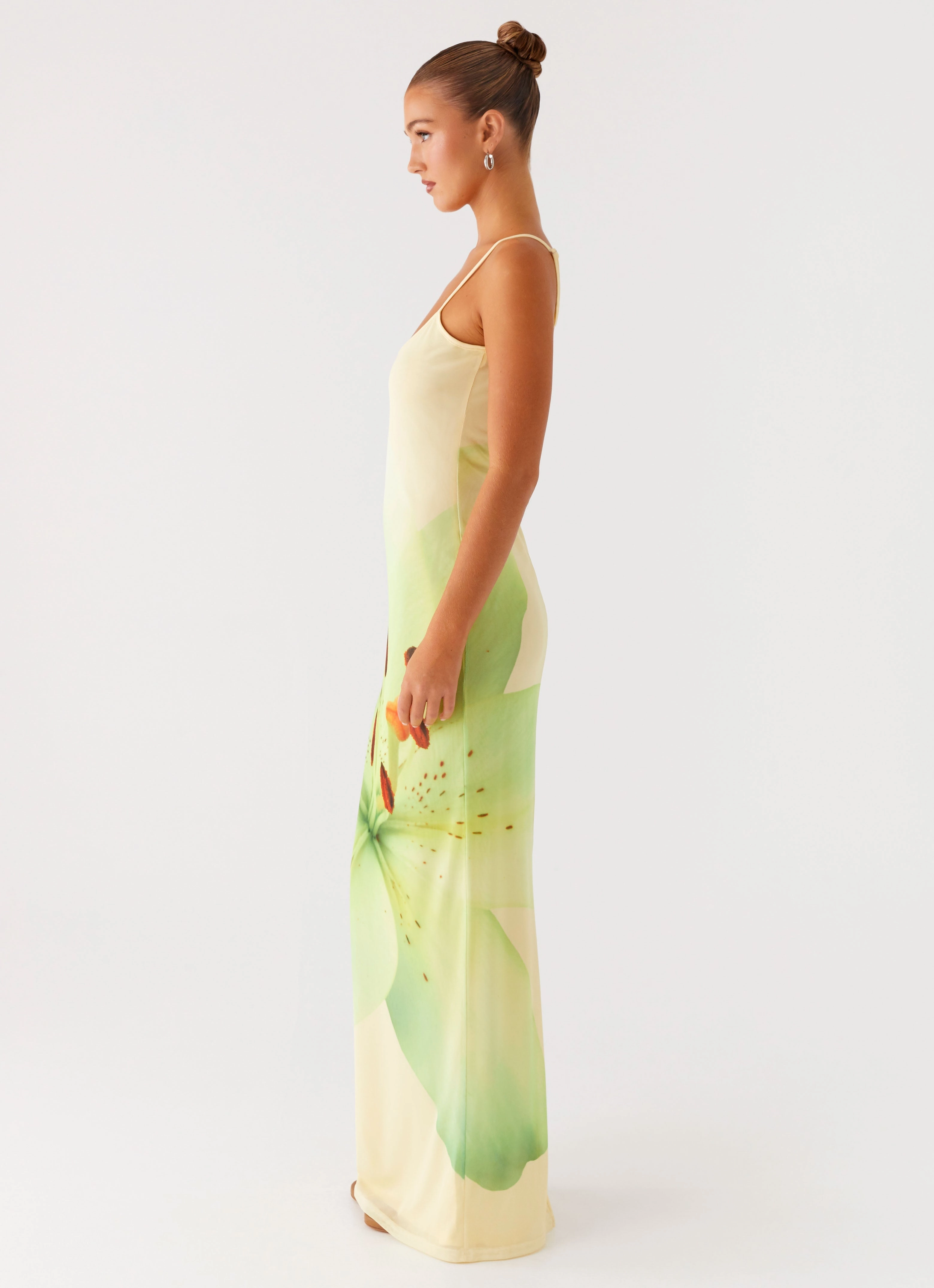 Elegant brunch outfit Bad News Mesh Maxi Dress - Yellow Lily