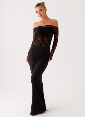 Avi Maxi Dress - Black Cozy Layers Classic knee-length dress