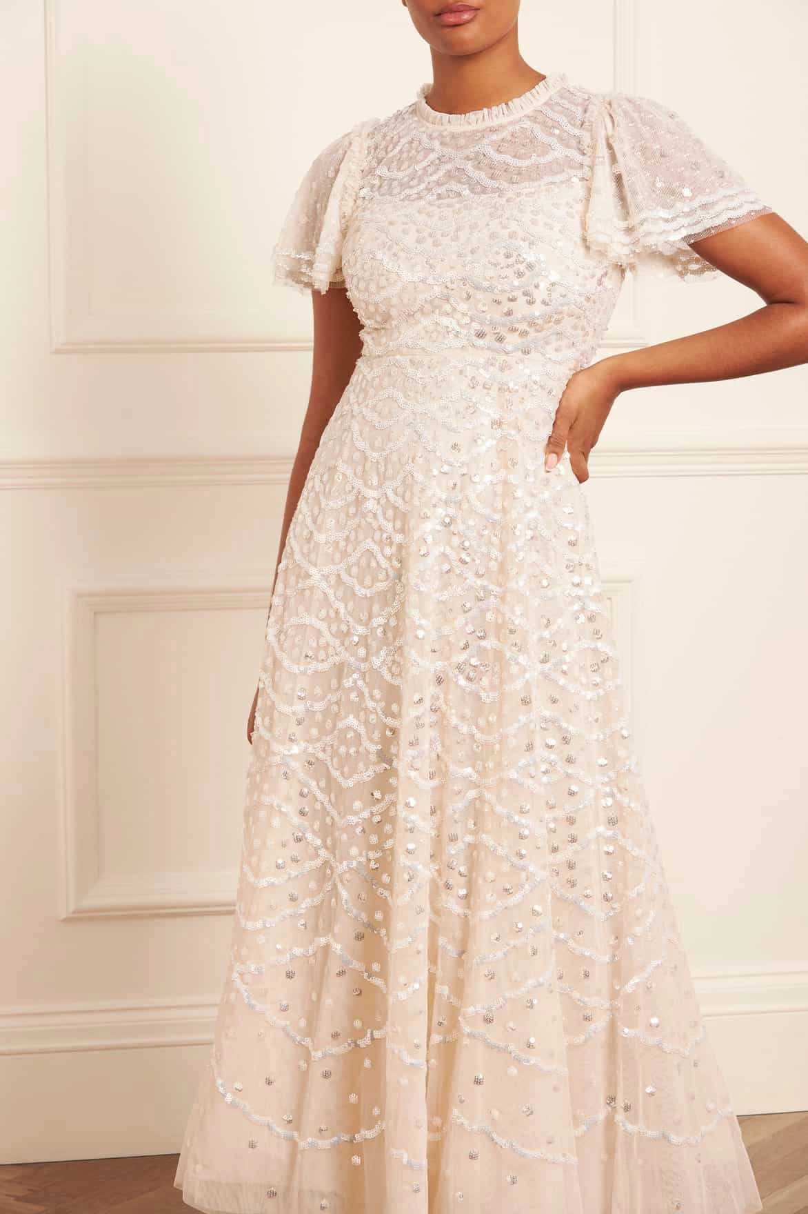 Deco Dot Gloss Ankle Gown Trendy Fit Body Flow