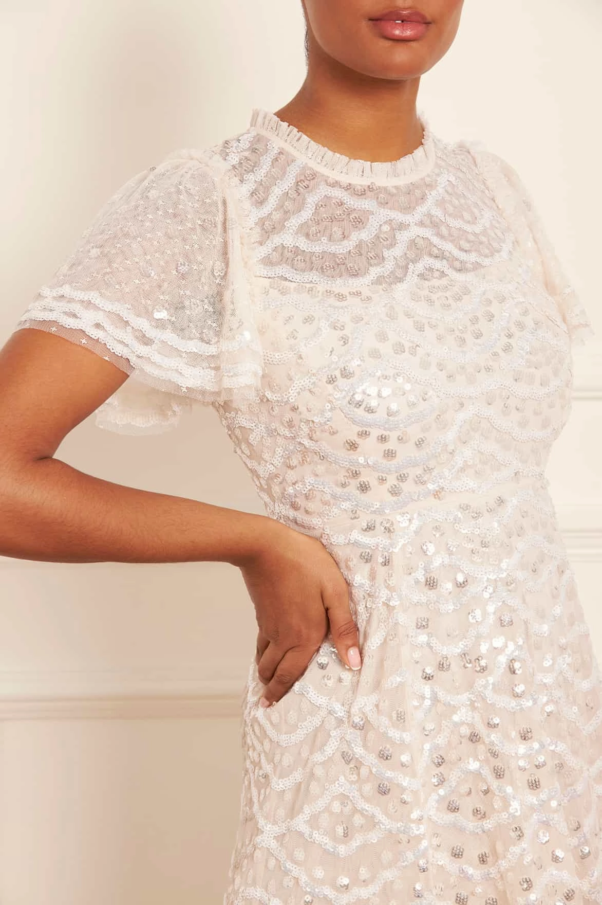 Deco Dot Gloss Ankle Gown Understated Charm