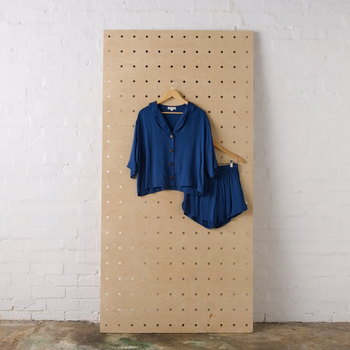 Bamboo Pyjamas - Crop Button Up   Short PJ Set in Navy