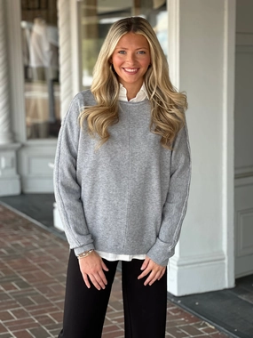 Charlie B Dolman Sleeve Sweater in Grey Odor Resistant Treatment