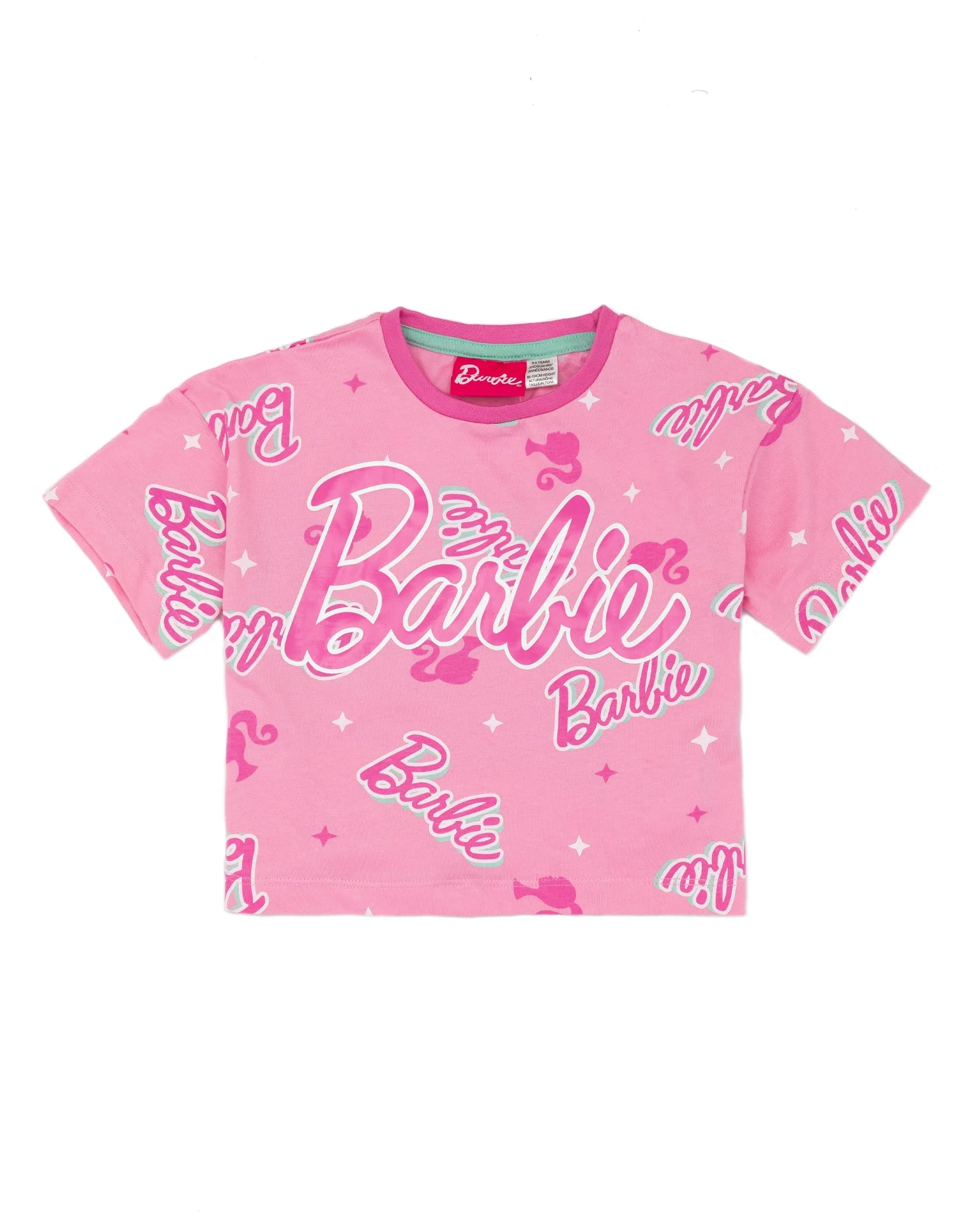 Barbie Girls Pink T-Shirt And Shorts Pyjamas With Scrunchie Set